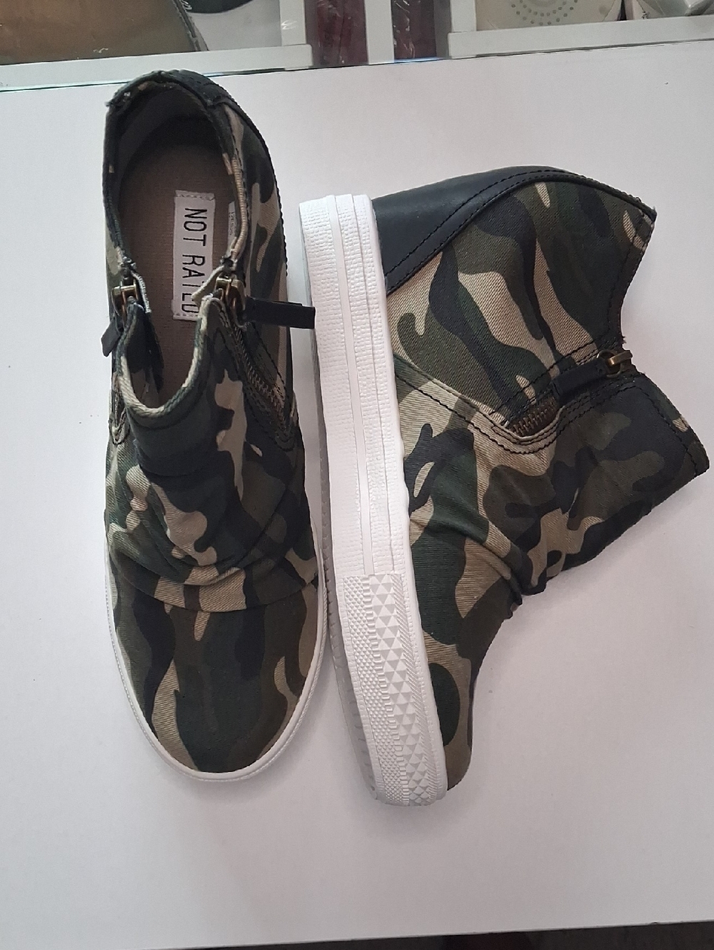 Not Rated Camo High-Top Sneakers in Olive and Black